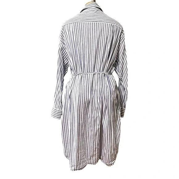 Vince Striped Belted Midi Shirt Dress, Blue/White, XL - Picture 7 of 13